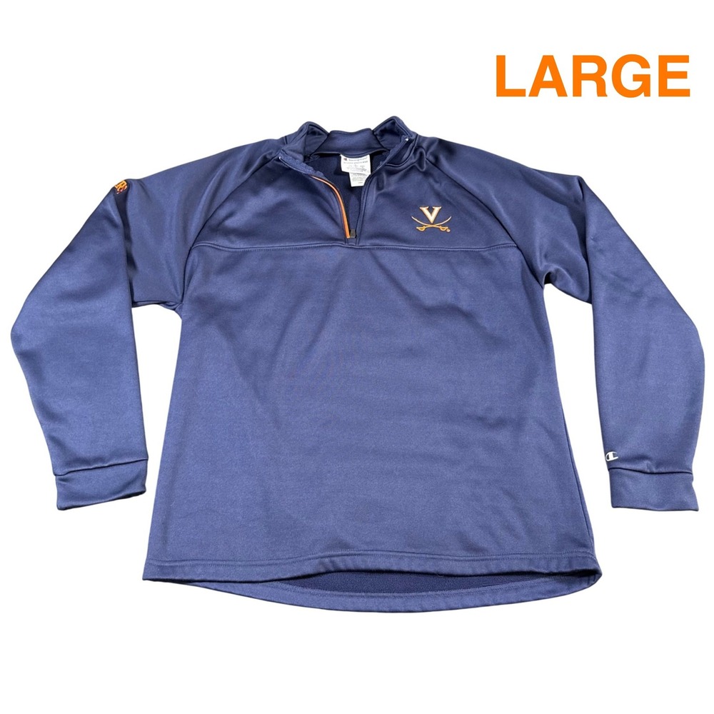 UVA Virginia Cavaliers Champion 1/4 Zip Pullover Sweatshirt Men's XL Fleece Navy